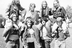 1980 Yearbook pg030 4 females on the shoulders of 4 males