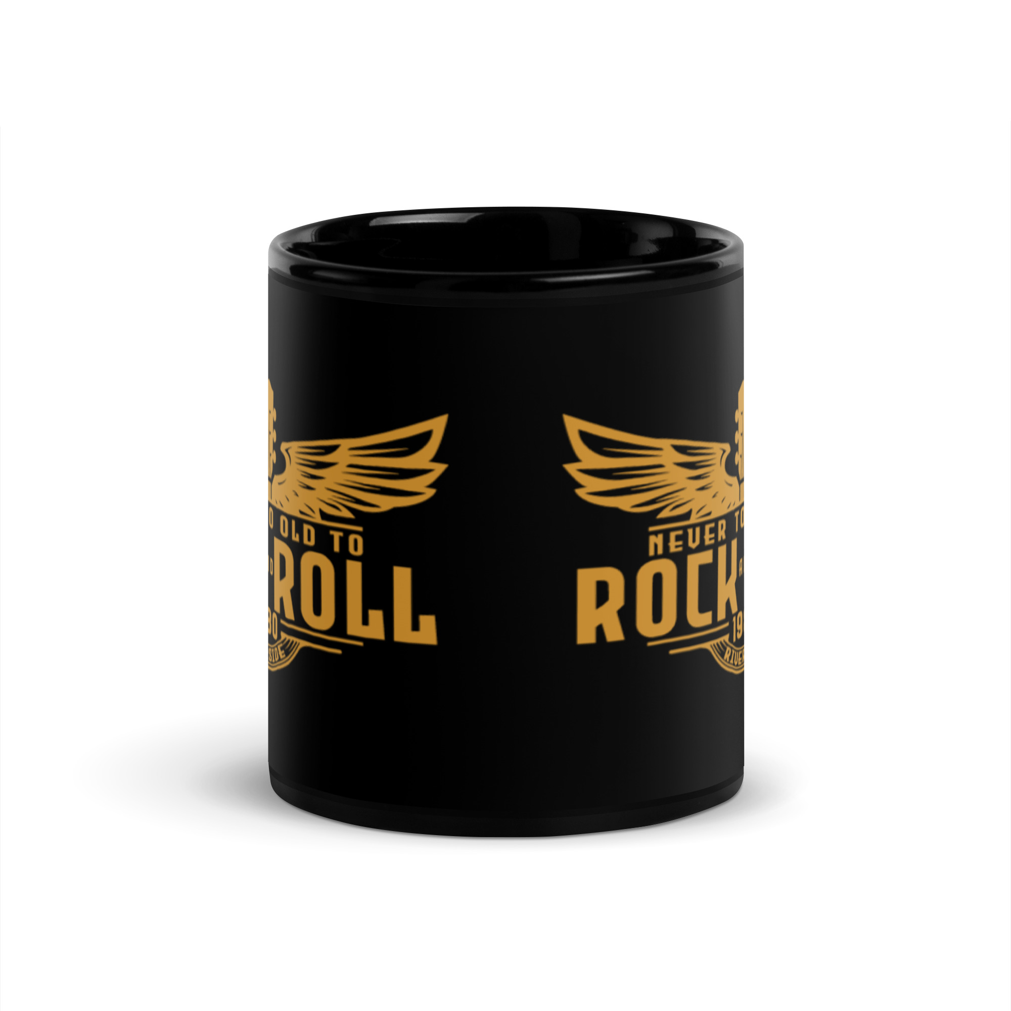 Gold Artwork Black Glossy Mug - Image 4