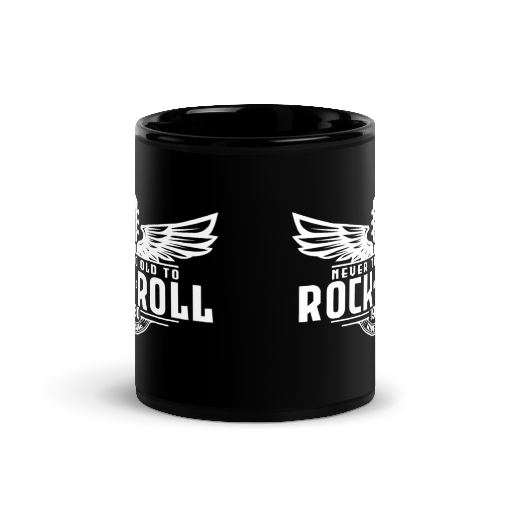 White Artwork Black Glossy Mug - Image 4