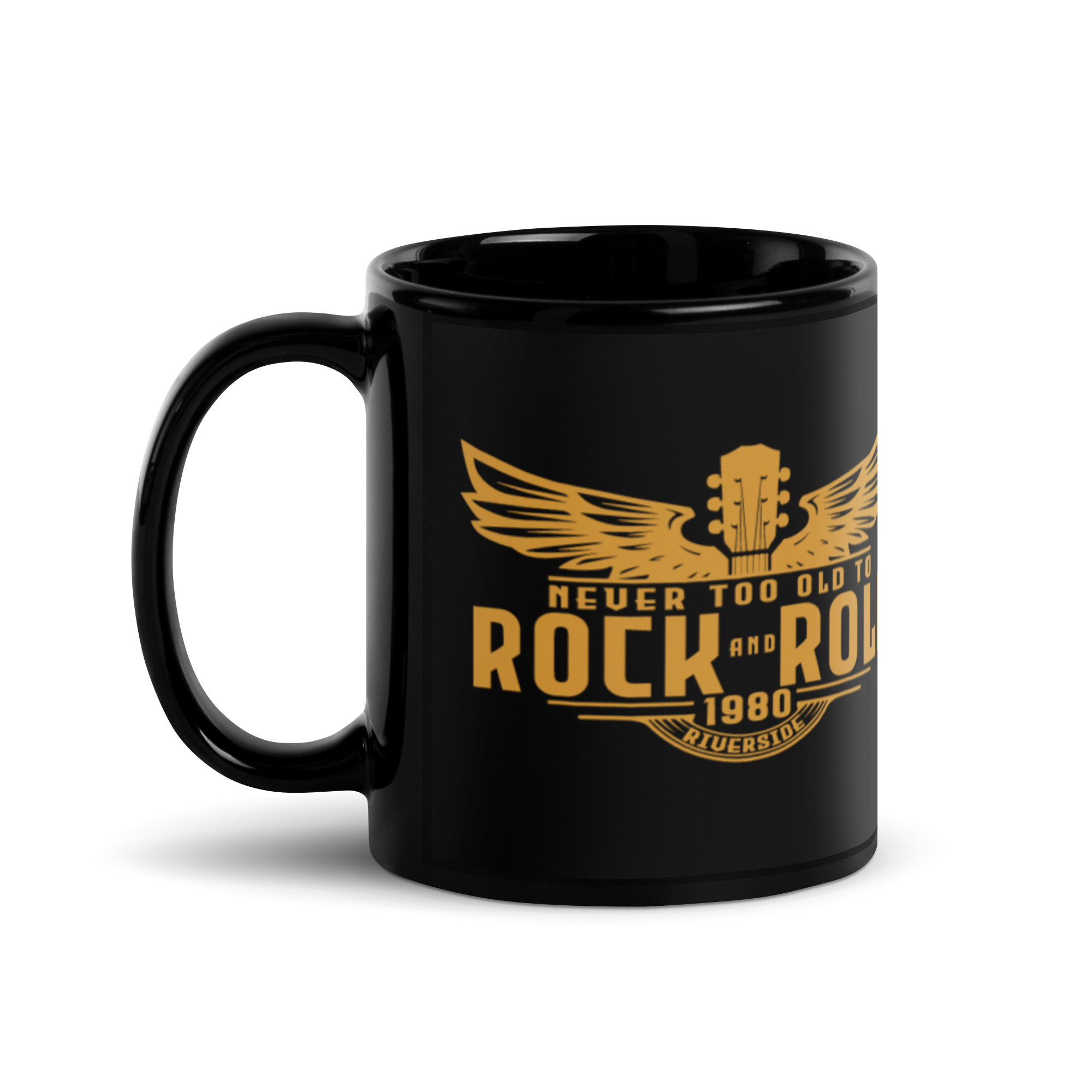 Gold Artwork Black Glossy Mug - Image 2