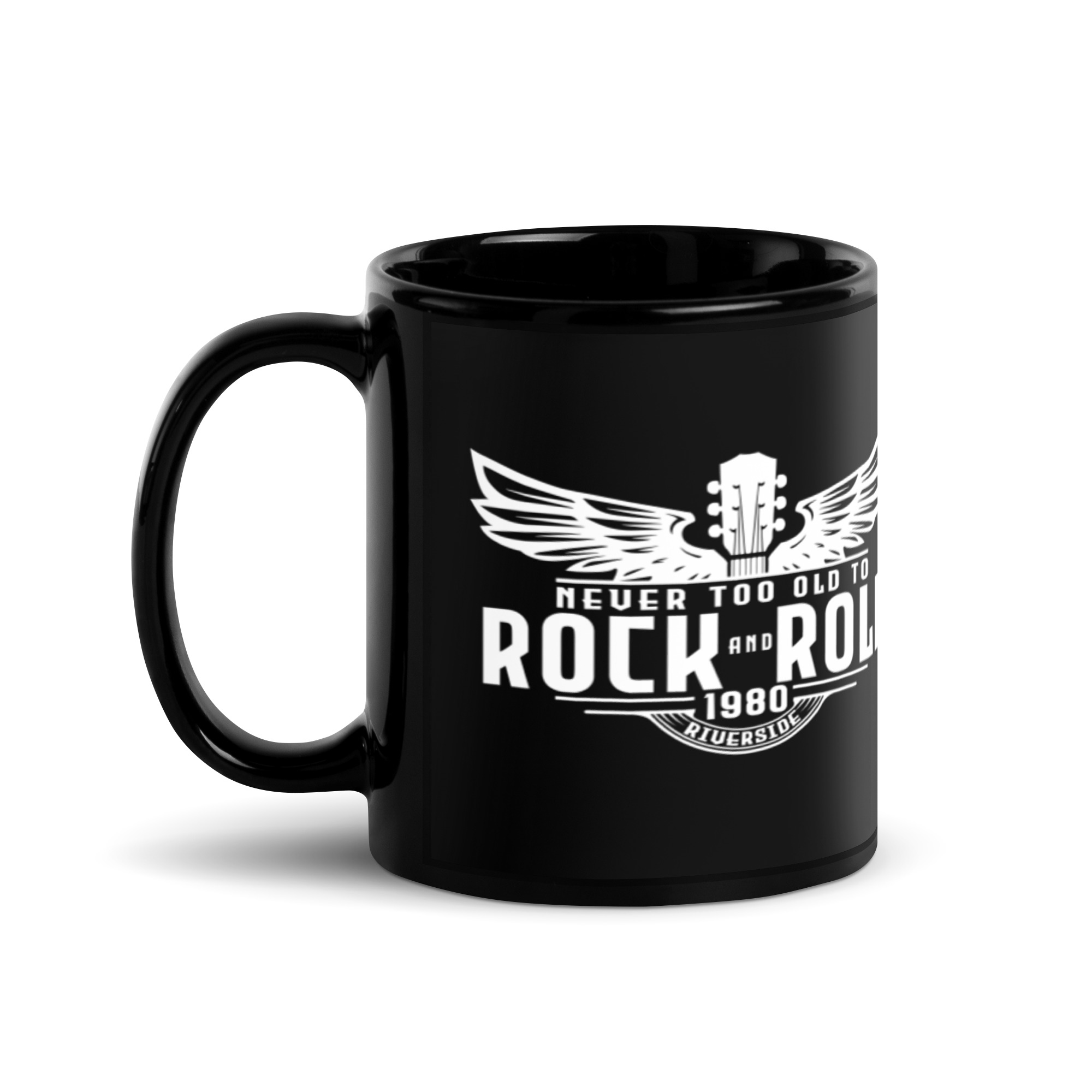 White Artwork Black Glossy Mug - Image 2