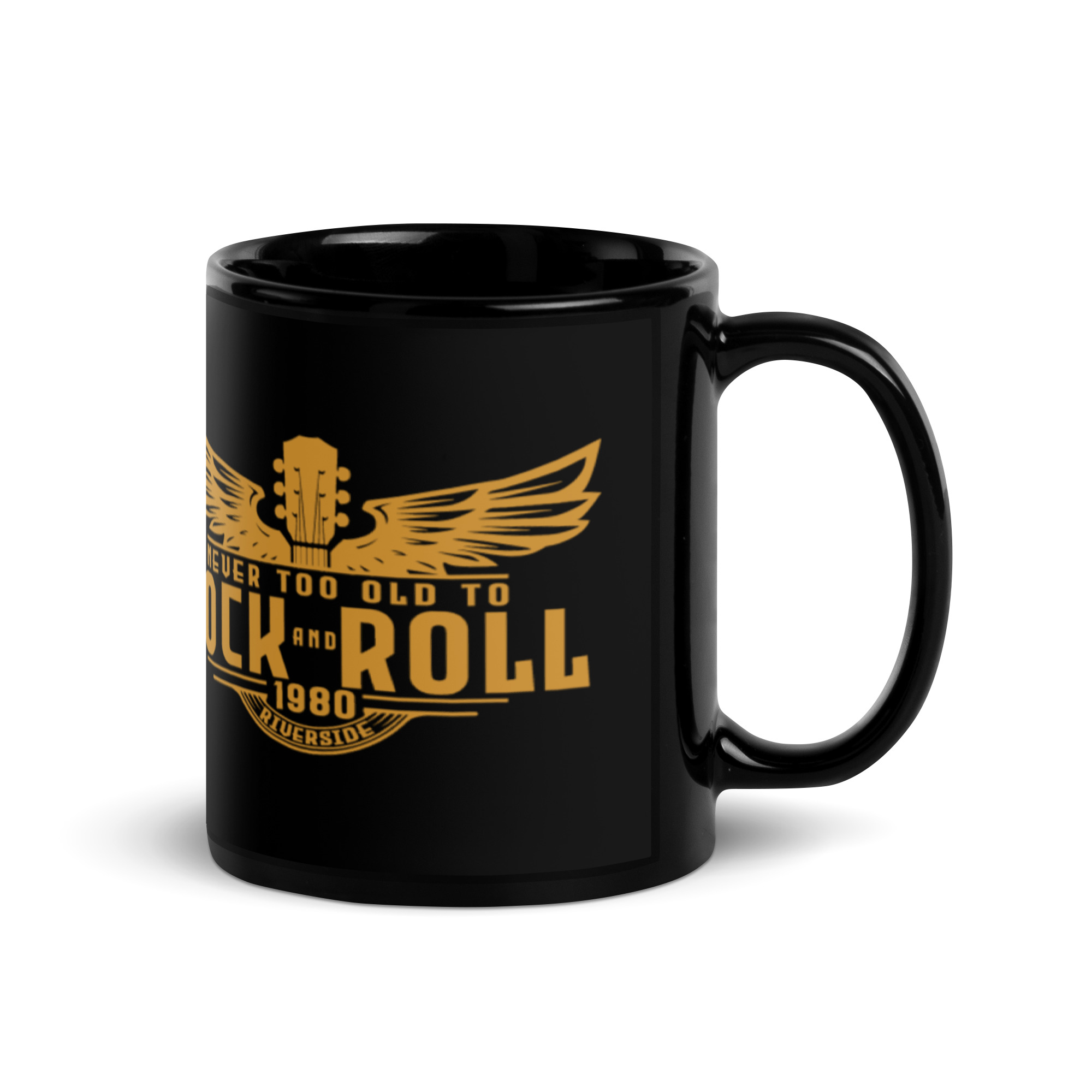 Gold Artwork Black Glossy Mug - Image 3