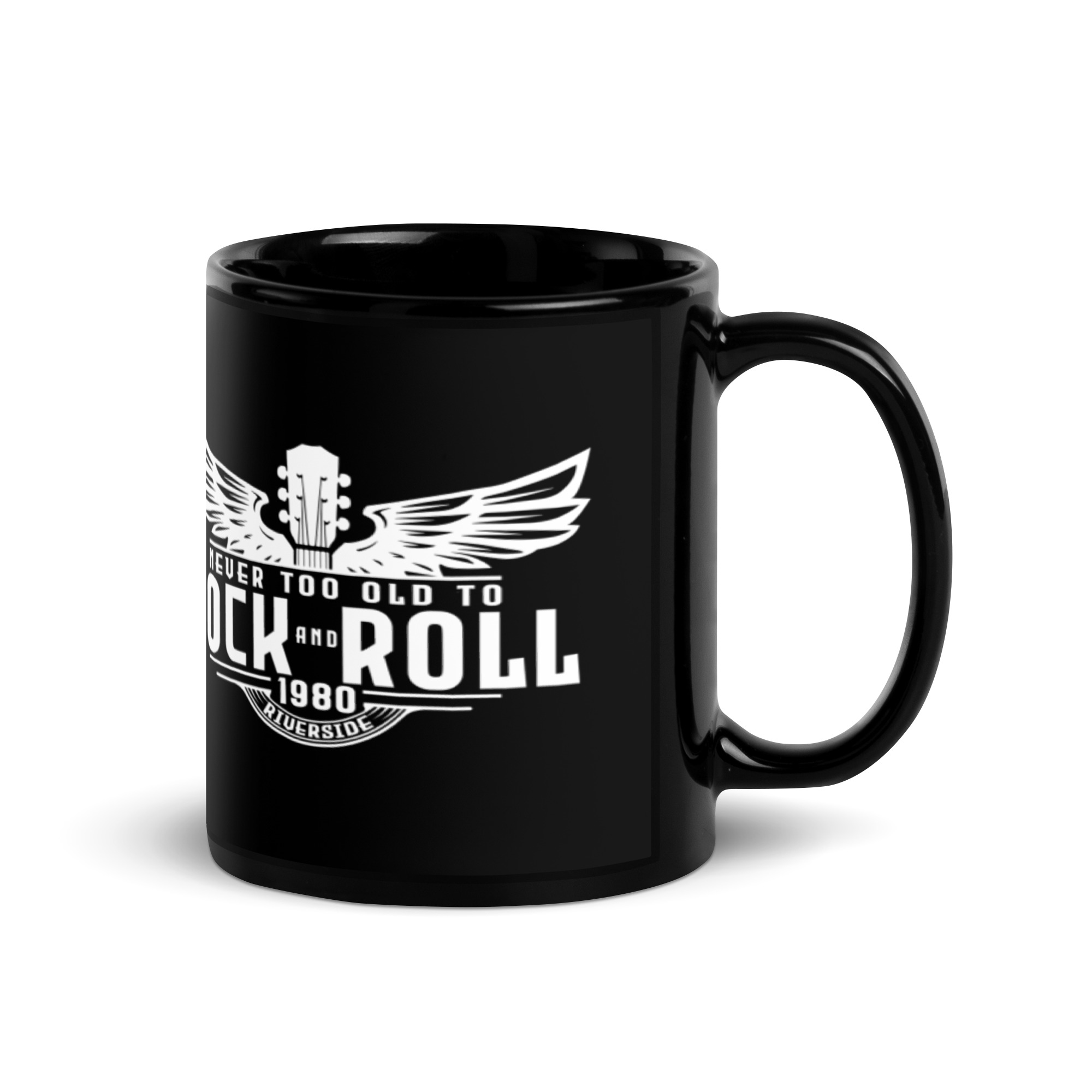 White Artwork Black Glossy Mug - Image 3