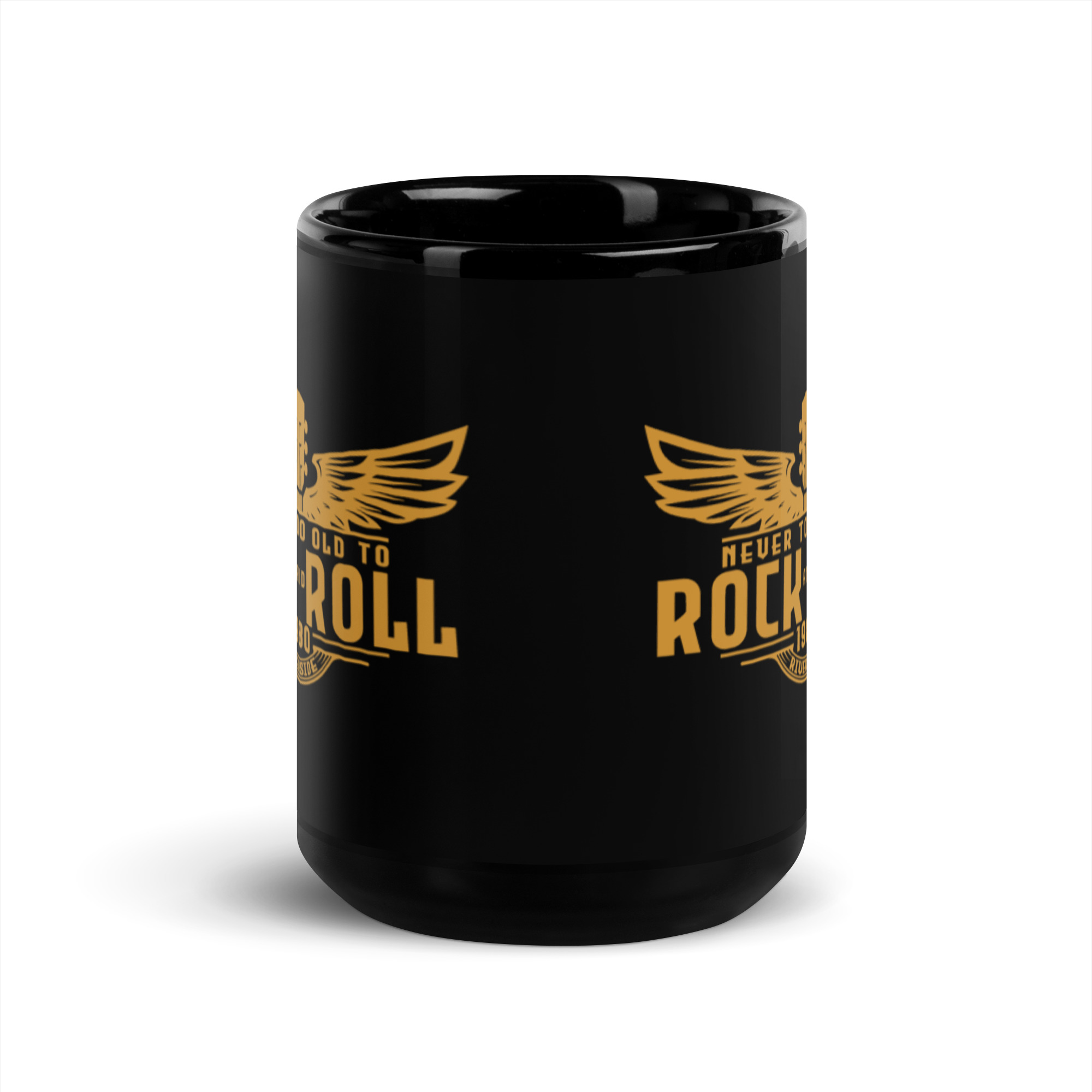 Gold Artwork Black Glossy Mug - Image 6