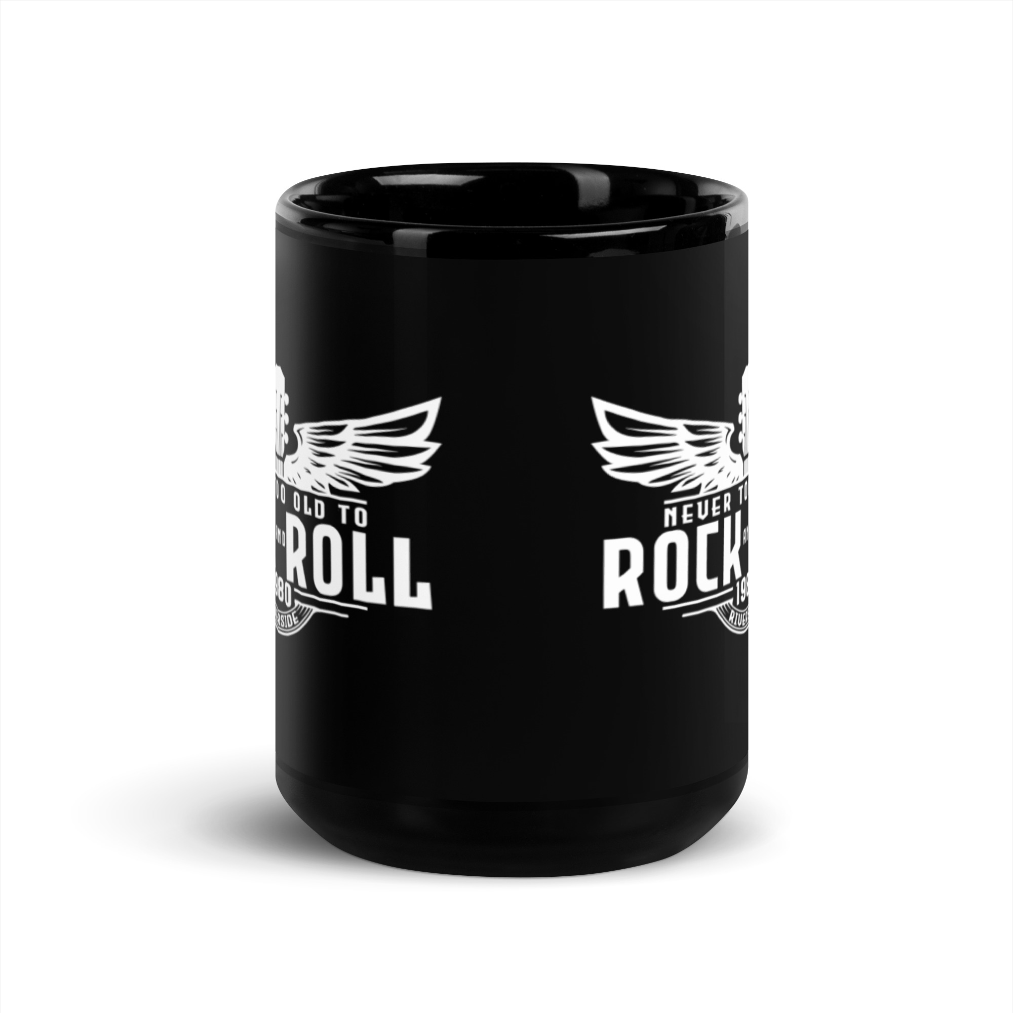 White Artwork Black Glossy Mug - Image 6