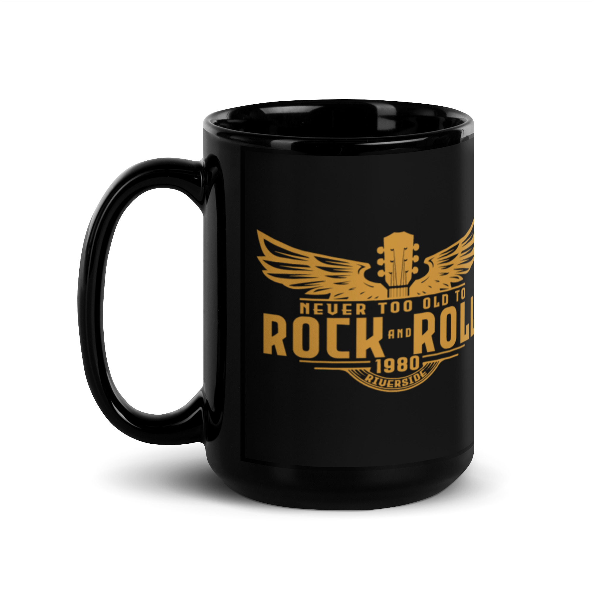 Gold Artwork Black Glossy Mug - Image 5