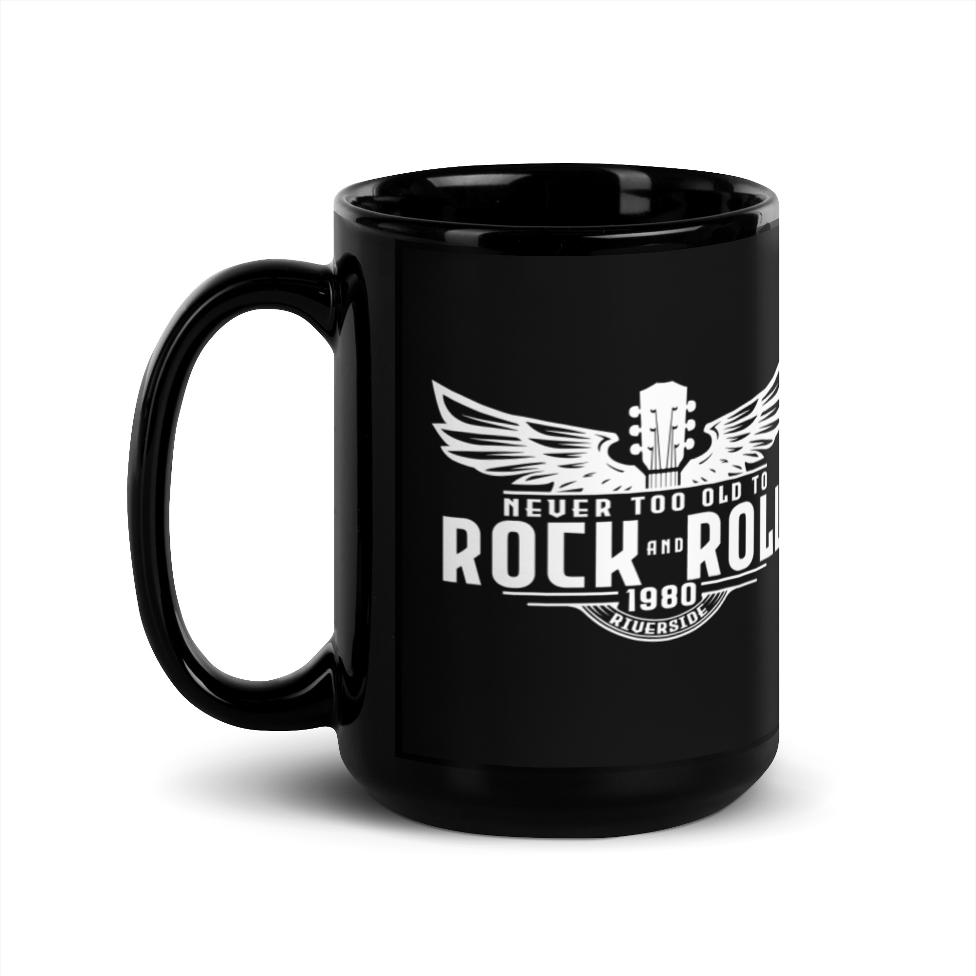 White Artwork Black Glossy Mug - Image 5