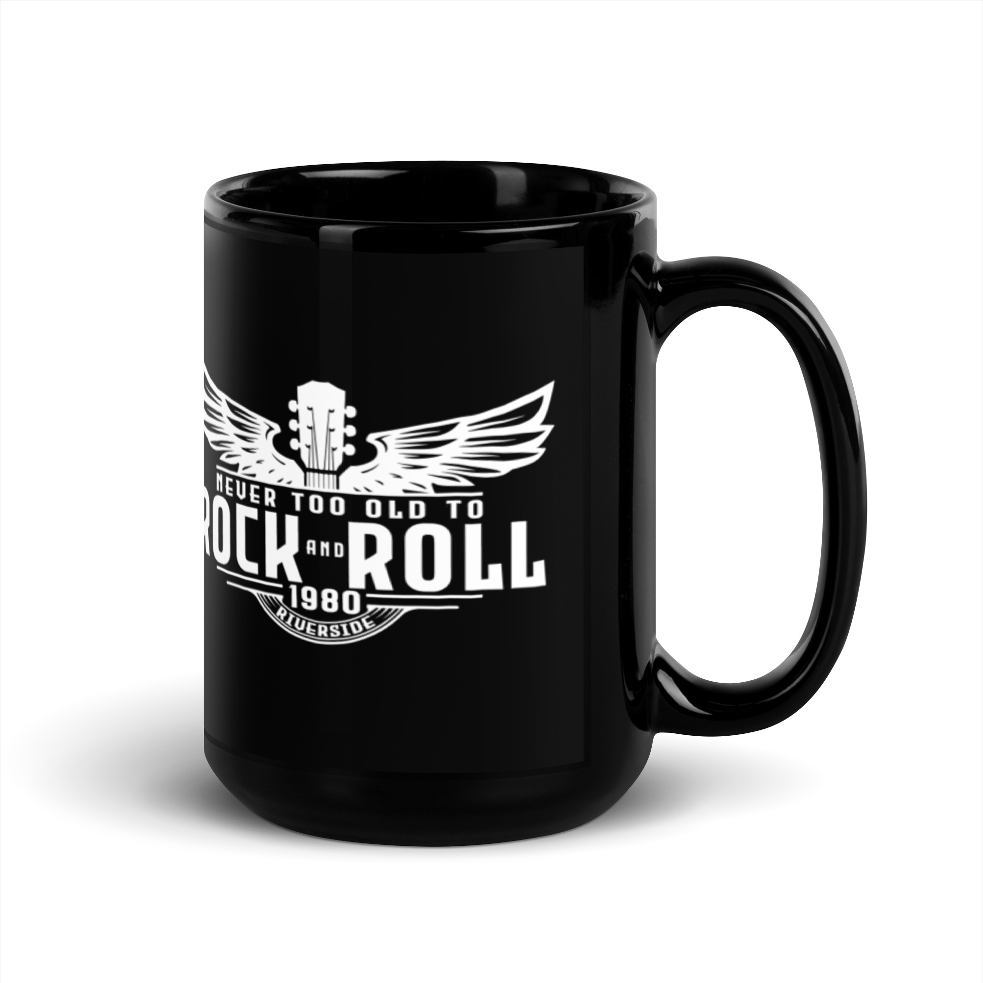 White Artwork Black Glossy Mug